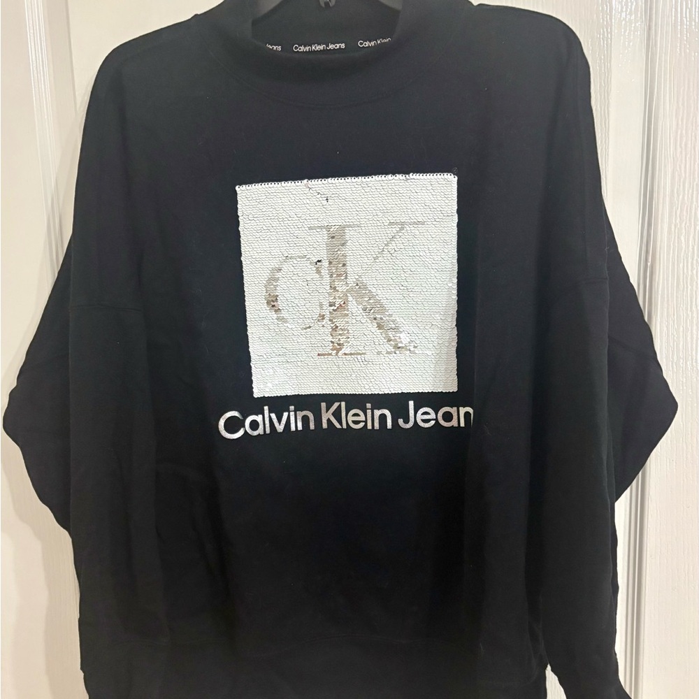 Calvin Klein Jeans Black sweatshirt with Silver Sequin Design